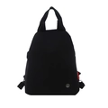 Zaino e borsa a mano versatile in tela nera con logo M in metallo e etichetta moda - Nero