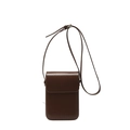Bolso bandolera para móvil de cuero sintético marrón oscuro con correa ajustable fina - Marrón