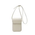 Mini bolso vertical beige minimalista para móvil en cuero sintético liso con correa - Blanco