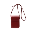 Bolso bandolera vertical rojo oscuro de piel brillante con solapa para teléfono móvil - Rojo