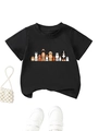 T-shirt noir en coton pour enfants avec imprimés de chiens de dessin animé et col rond - 90cm / Noir
