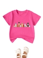 T-shirt rose enfant avec imprimé chiens et chaussures Mary Jane blanches à plat - 90cm / Rose Rouge