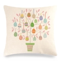 Housse de coussin en lin avec arbre d'œufs de Pâques et motifs floraux vintage - Style Arbre aux Œufs de Pâques (4)