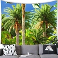 Arazzo con foresta di palme tropicali in poliestere spazzolato appeso sopra un divano in salotto - 100x70(Pelle di Pesca) / Stile 5