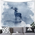 Artistic psychedelic blue elk tapestry with watercolor reflection for living room decor - Watercolor Reflection Blue Deer (Style 6)