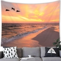 Detailed high-quality print showing sunset beach scene on a large wall tapestry - Golden Afterglow Pelican Beach Style (9)