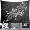 Minimalistischer schwarz-weißer Traumfänger Wandteppich mit Federn für Wanddekoration - Pfirsichhaut / Schwarz-Weiß Traumfänger-Feder-Stil / 100X70