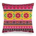 Detailmuster eines ethnischen Leinenkissenbezugs mit floralen Boho-Motiven - Rosenrot Ingwer Patchwork Stil 20 (zx132-20)