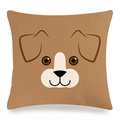 Macro detail of cartoon dog face printed on natural linen blend square cushion cover - Dog Style