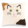 Kissenbezug aus Leinen mit einem niedlichen minimalistischen Cartoon-Katzen Gesicht - Glückskatze Stil