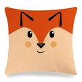 Cartoon Fuchs Gesicht Leinen Kissenbezug mit lebendiger orange-weißer Stoffstruktur - Fuchs Stil