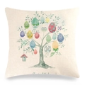 Federa per cuscino in lino con albero di uova di Pasqua e casetta per uccelli colorata - 45x45cm / Albero delle Uova di Pasqua e Casetta per Uccelli Verde (8)