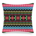 Funda de cojín cuadrada de lino con estampado floral étnico y diseño colorido - Estilo Flor Roja Étnica 4 (zx132-4)