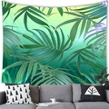 Tropical palm leaf wall tapestry in green and yellow tones for modern home decor - 100x70cm / Tropical Rainforest Palm Leaves-Smooth Style (14)