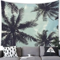 Arazzo da parete con foglie di palma tropicali e cielo azzurro per decorazione casa - 100x70(Pelle di Pesca) / Cielo Blu Rinfrescante dell'Isola (Stile 14)