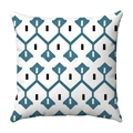 Modern square pillow case with blue geometric lines and black blocks on white fabric - 50x50 / Blue Black White Geometric (3)