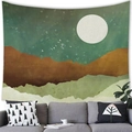 Arazzo artistico con paesaggio montano appeso sopra un divano moderno in soggiorno - 100x70(Pelle di Pesca) / Paesaggio Astratto al Chiaro di Luna(8)
