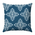 Square navy blue cushion cover with white symmetric damask pattern and soft texture - 50x50 / Blue White Mandala (4)