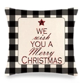 Detail of Christmas buffalo plaid pillow cover with linen texture and festive star text - Christmas Star Style (8)
