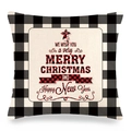 Detail of Christmas buffalo plaid pillow cover with festive text and fabric texture - Christmas Bell Blessing Style (7)