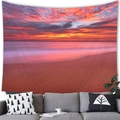 Tropical sunset beach landscape tapestry hanging over a grey sofa for home decor - Deep Red Purple Pink Sunset Beach Style (5)