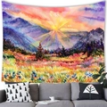 Tapiz de pared artístico con paisaje de montaña al amanecer para decoración del hogar - 100X70 / Amanecer en la Montaña (13) / Piel de Melocotón