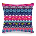 Boho-Leinen-Kissenbezug mit blauen Rosen und Wellenmuster auf weißem Hintergrund - Blaue Rose Herz Stil 8 (zx132-8)
