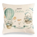 Texture détaillée de housse de coussin de Pâques en lin avec motif lapin et montgolfière - Style 8