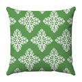 Green square pillowcase with white geometric damask patterns in a soft velvet texture - Green White Vintage Floral (8)