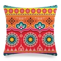 Quadratischer Leinenkissenbezug mit buntem böhmischem Mandala und ethnischem Muster - Boho Vintage Rand Stil 11 (zx132-11)