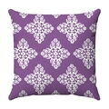 Square purple pillowcase with white damask floral pattern in soft polyester material - Purple White Mandala (16)