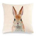 Easter bunny linen pillowcase with watercolor rabbit print on beige fabric - Warm Hand-drawn Watercolour Rabbit (10) / 18x18 Inch