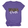 Dettaglio della t-shirt mélange viola MAMA of both con stampa mimetica e leopardata - Taglia S / Viola (Testo Bianco)