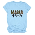 T-shirt girocollo azzurra con stampa Mama of Both in stile mimetico e leopardato - Taglia S / Azzurro (Testo Nero)