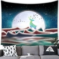 Arazzo moderno con luna, alce colorato e montagne per decorazione camera da letto - Montagna della Luna Nordica Sognante (Stile 11) / 100x70cm (Tessuto Pelle di Pesca)