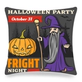 Halloween kussenhoes met toovenaar, pompoen en vleermuis silhouet voor decoratie - Cartoon tovenaar en pompoenlantaarn (Stijl-1)