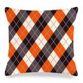 Funda de cojín cuadrada de Navidad con estampado de rombos naranja y gris en tela de durazno - 45x45 cm / Argyle Naranja Negro Gris Beige (Estilo-2)