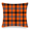 Funda de cojín cuadrada clásica con patrón de cuadros naranja y negro - 45x45 cm / Cuadros Clásicos Naranja Negro (Estilo-3)