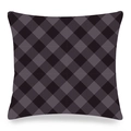 Funda de cojín navideña cuadrada con motivos de cuadros clásicos en negro y gris oscuro - 45x45 cm / Cuadros Buffalo Negro Gris (Estilo-4)