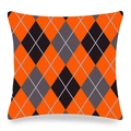 Detail of Christmas plaid pillowcase with orange and grey argyle pattern on peach skin fabric - 18x18 Inch / Orange Dark Grey Black Argyle (Style-5)