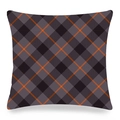 Detail of gray and black diamond plaid pillowcase with orange dashed line accents - 18x18 Inch / Grey Black Twill Argyle with Orange Accents (Style-6)