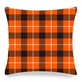 Detail of orange and black buffalo plaid peach skin fabric pillowcase for Christmas - 18x18 Inch / Orange Black White Interwoven Buffalo Plaid (Style-9)