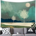Arazzo paesaggio montano astratto con alberi dorati sopra un divano in stile moderno - 100x70(Pelle di Pesca) / Paesaggio di Albero Dorato(12)