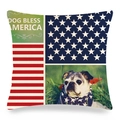 Linen pillow cover with Pug photo and Dog Bless America text on US flag background - 18x18 Inch / USA Flag Pug (19)
