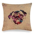 Fodera per cuscino in lino con illustrazione artistica di carlino e scritte decorative - Illustrazione Realistica (1)