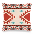 Détail de la texture tissée et des motifs tribaux géométriques sur la housse de coussin - Style Bohème Géométrique À Marches Rouges (15)