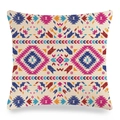Détail du motif géométrique ethnique sur taie d'oreiller en lin avec texture de tissu - Style Artistique Géométrique Ethnique Indigo Orange (11)
