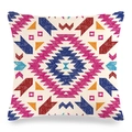 Texture détaillée de la taie d'oreiller en lin bohème avec motif géométrique complexe - Style Zigzag Symétrique Violet Marine Gingembre (9)