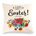 Federa per cuscino pasquale in lino con motivi floreali acquerello e testo Happy Easter - Stile Floreale Acquerello Happy Easter (8)