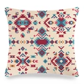Leinen-Kissenbezug mit bunten geometrischen ethnischen Mustern für Sofa-Deko - Rostrot Und Blaugrün Ethno Geometrischer Stil (1)